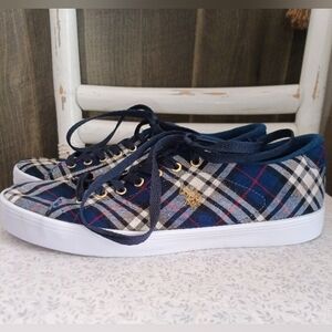 US Polo Assn. Women's Cherish-P Plaid Preppy Canvas Sneakers Size 9